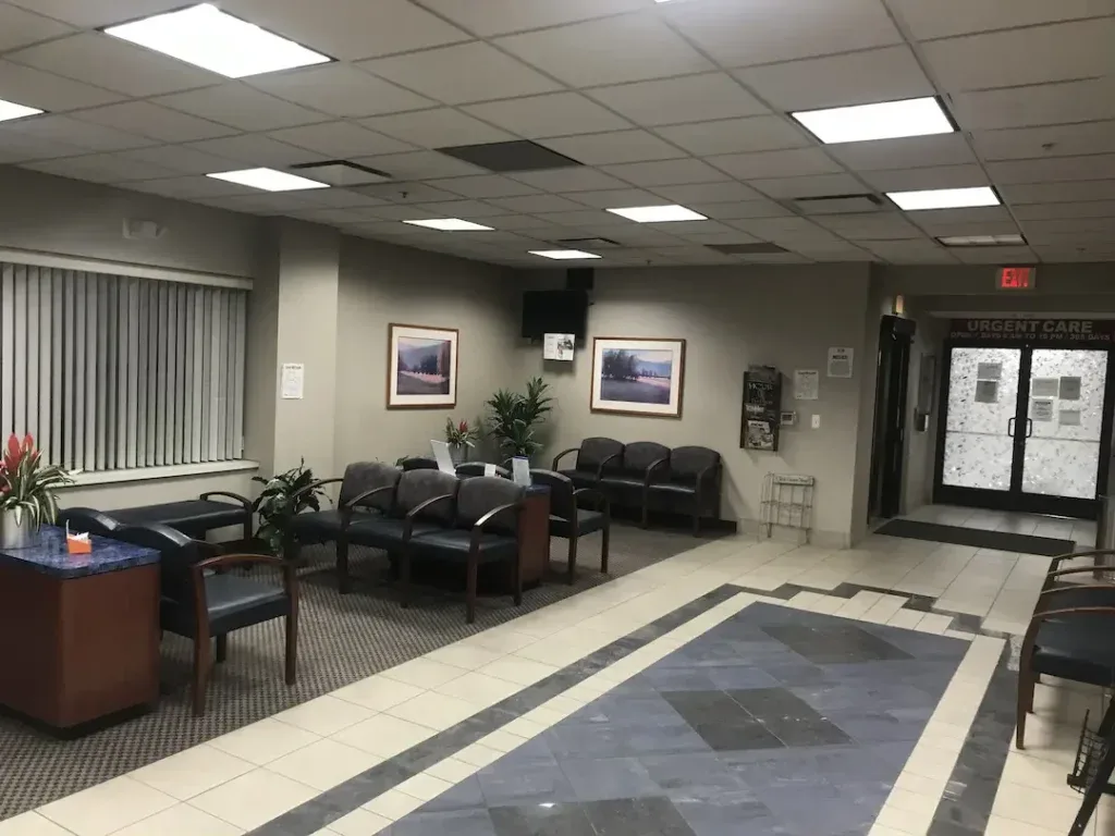 Warren Urgent Care waiting area with seating near the entrance